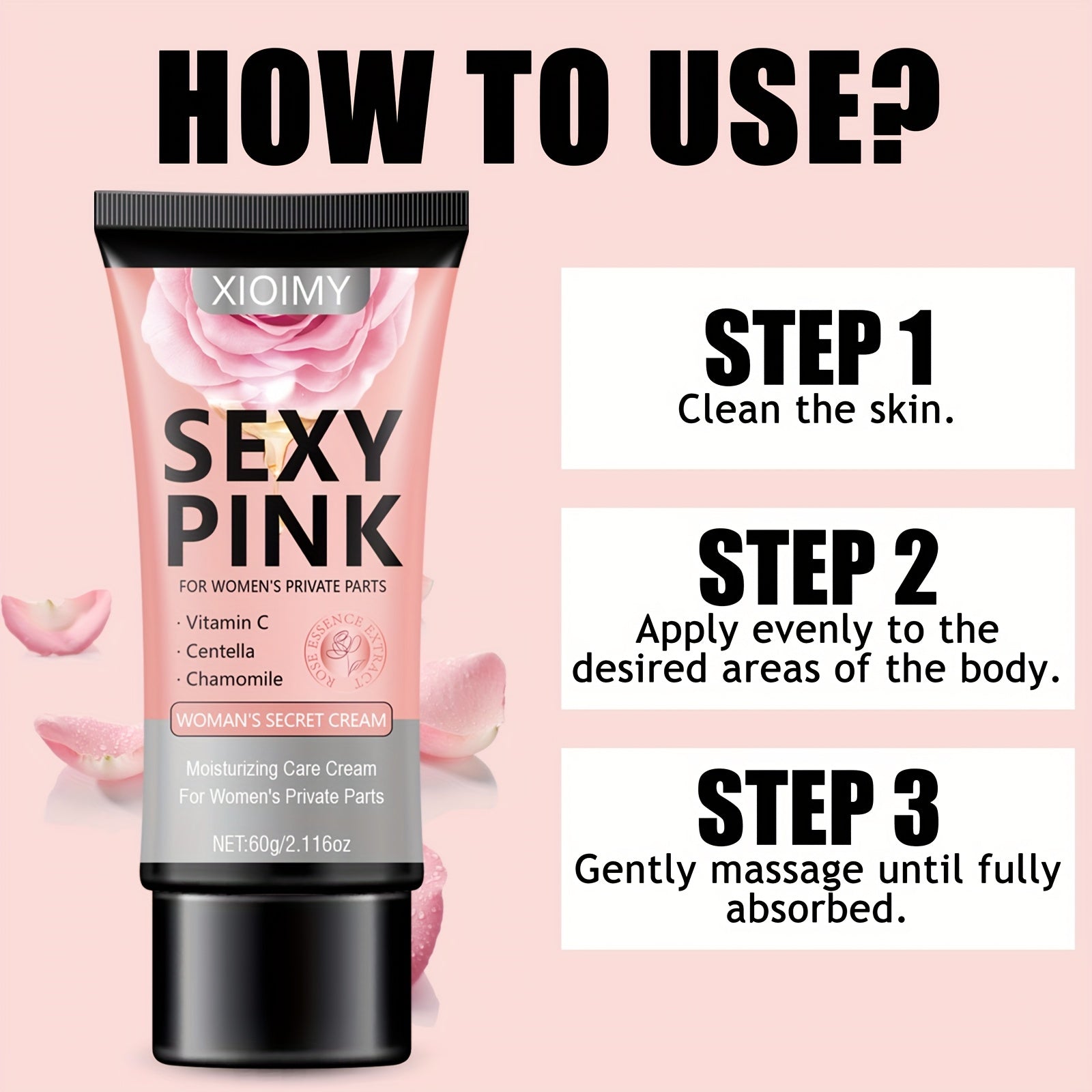 Deeply Hydrating Rose & Vitamin C Formula Pink Women's Private Part Moisturizing Cream