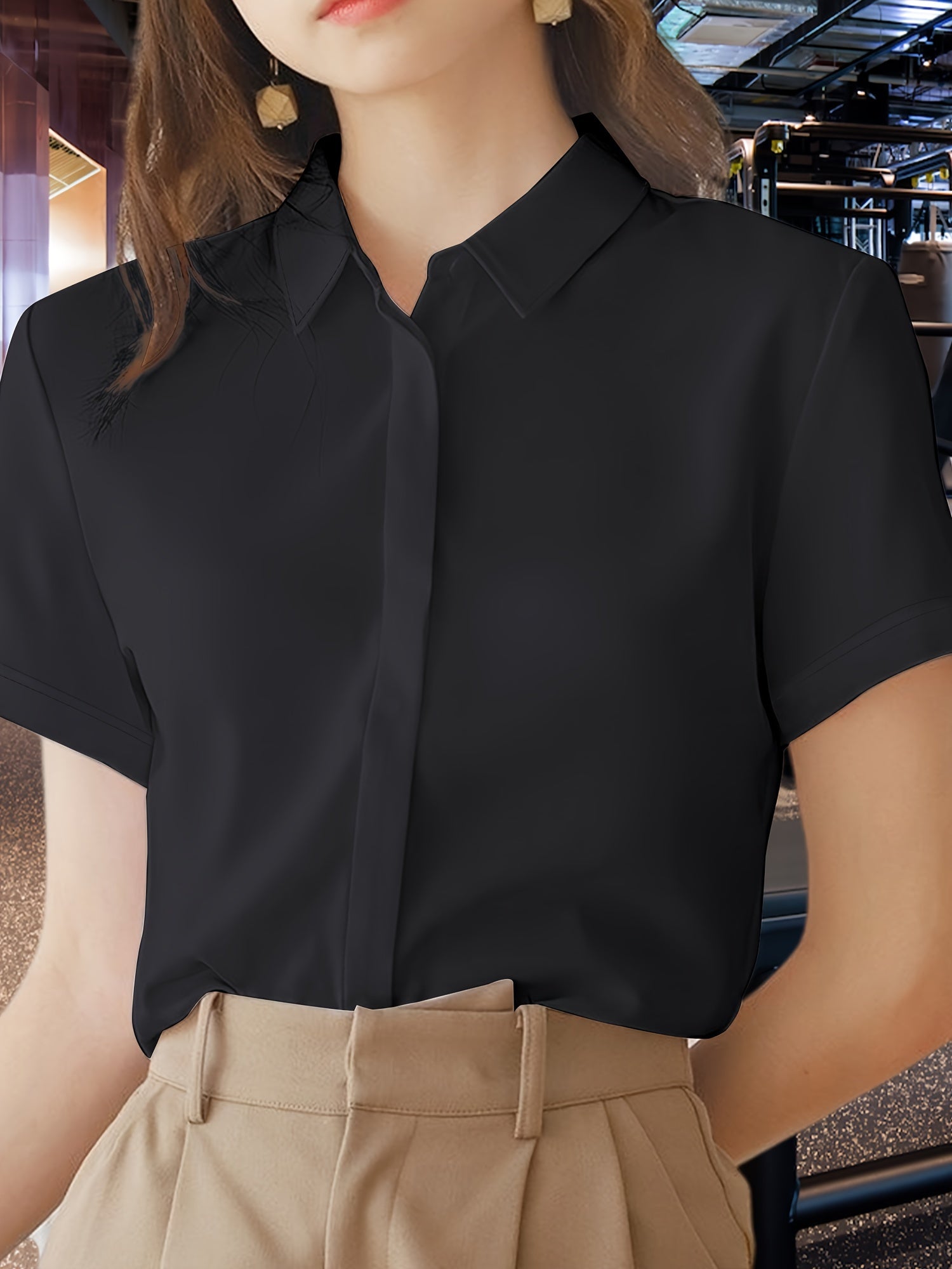 Women's Classic Short Sleeve Shirt, Versatile Design