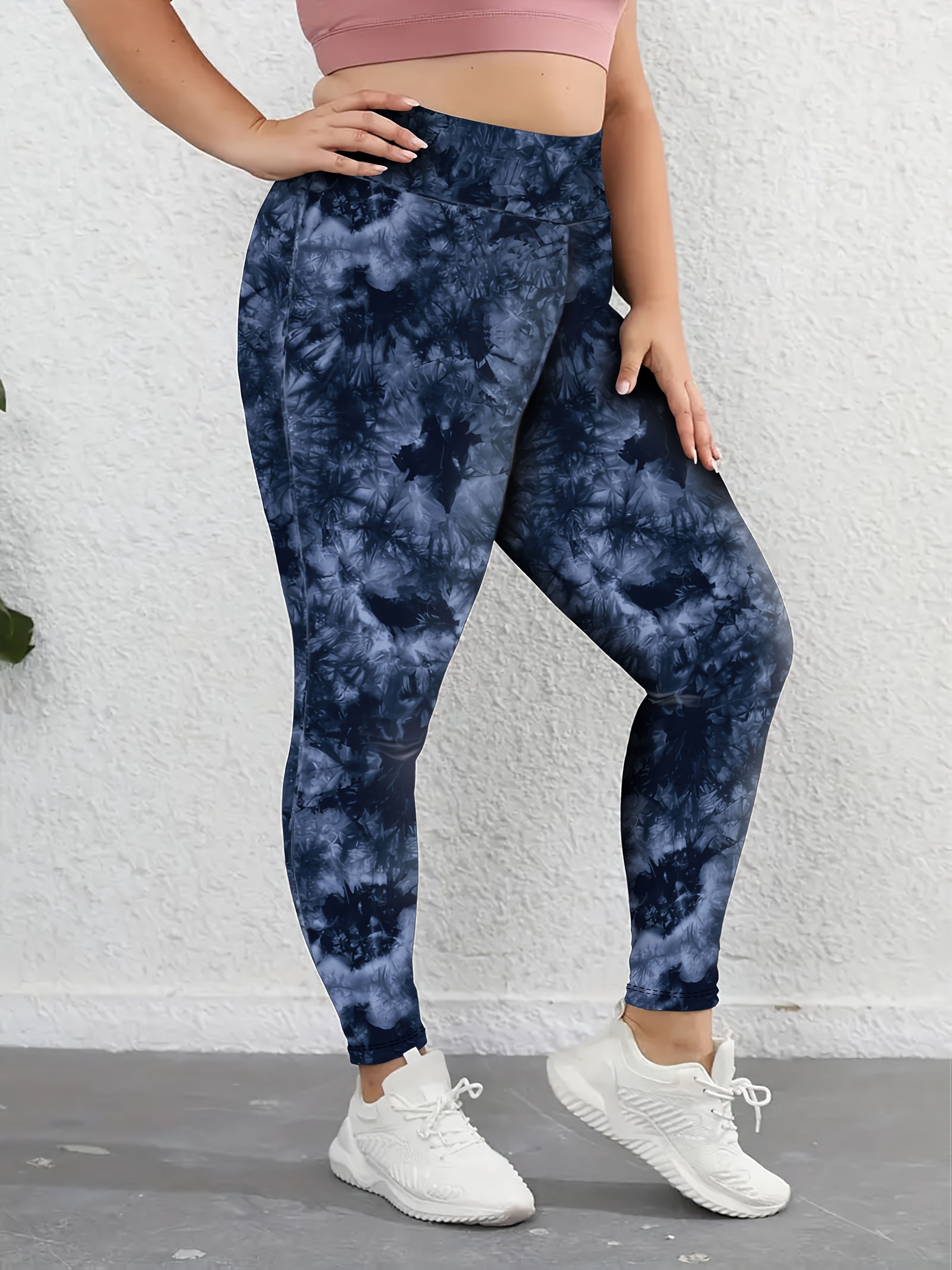 1pc Women's Plus Size High Waist Skinny Leggings