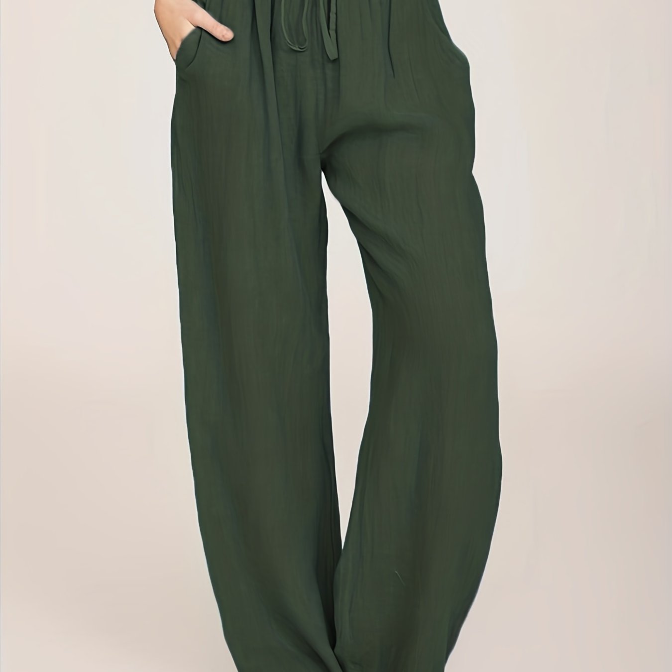 Drawstring Wide Leg Solid Loose Palazzo Pants