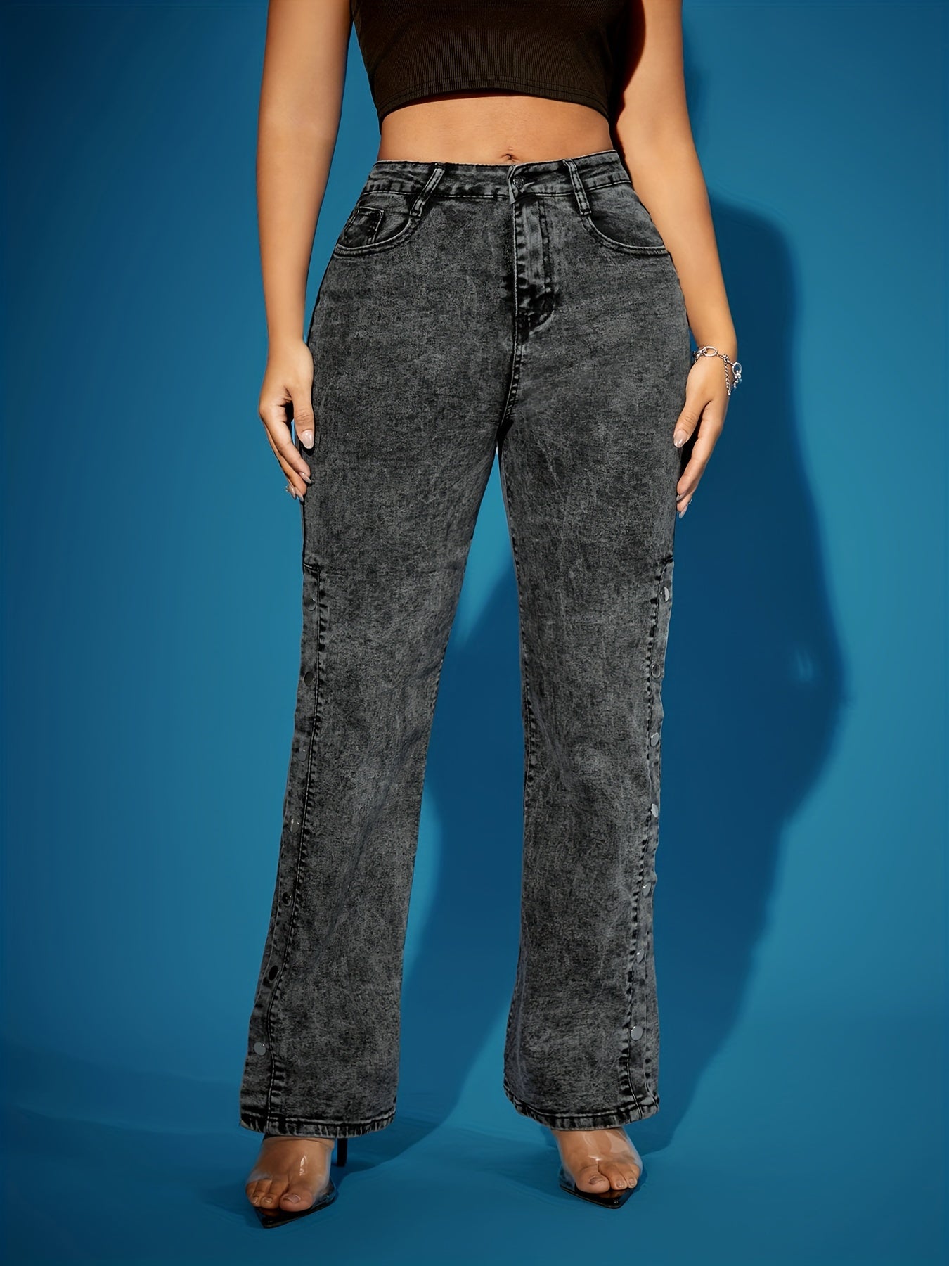 Women's Vintage-Style High-Waisted Straight-Leg Jeans