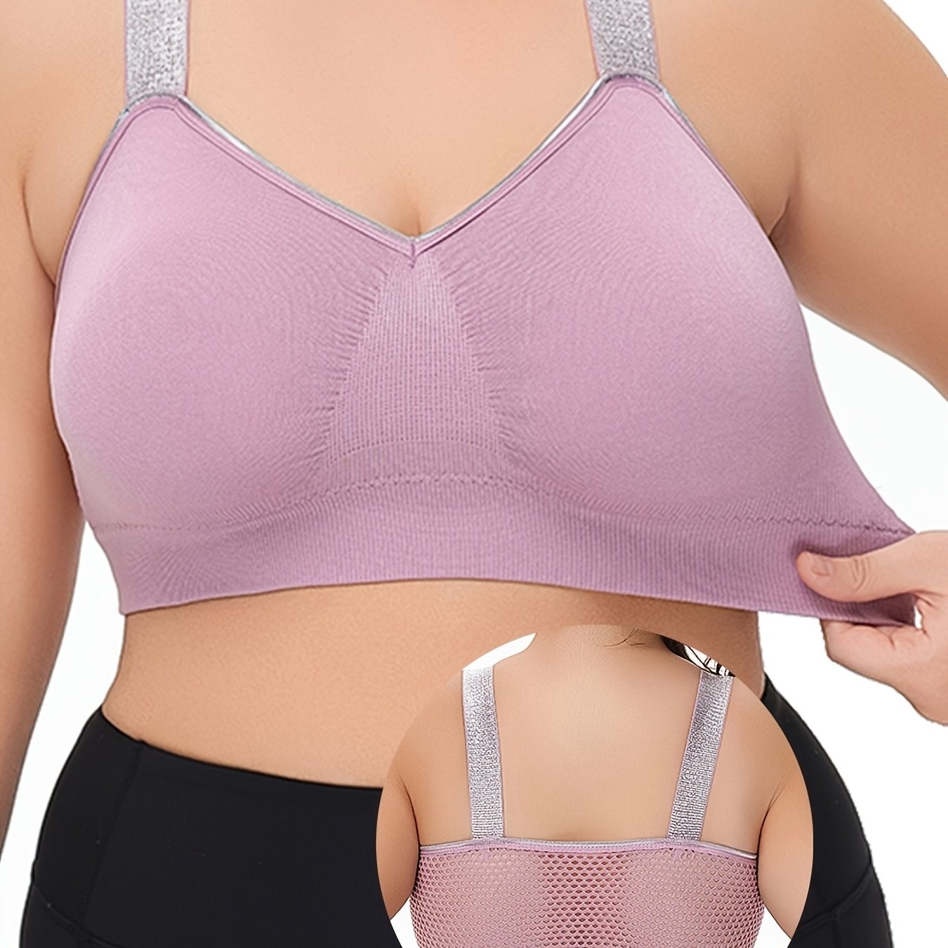 Thin Silvery Contrast High-End Bra Plus Size Breathable Women's Underwear
