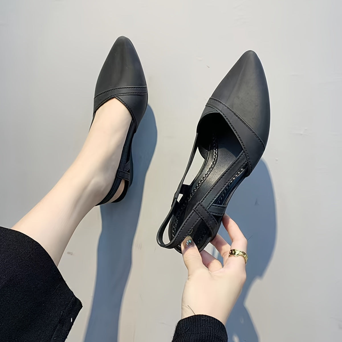 Casual Pointed Toe Lace-up Shoes, Plastic Jelly Work Shoes with Soft Sole