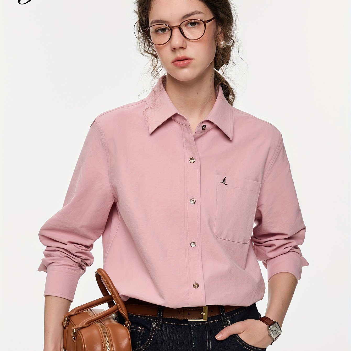Women's Elegant Minimalist Blouse - Long Sleeve Button-Front Shirt with Classic Collar