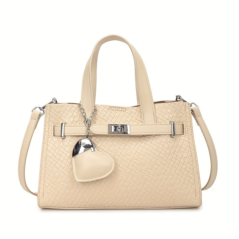 1pc Women’s Shoulder Bag with Woven Ripples