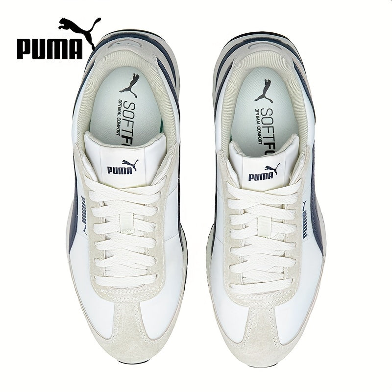 PUMA Men's & Women's Low-Top Sneakers - White/Pink/Black/Purple Genuine & Lace-Up Closure, Bold PUMA Logo