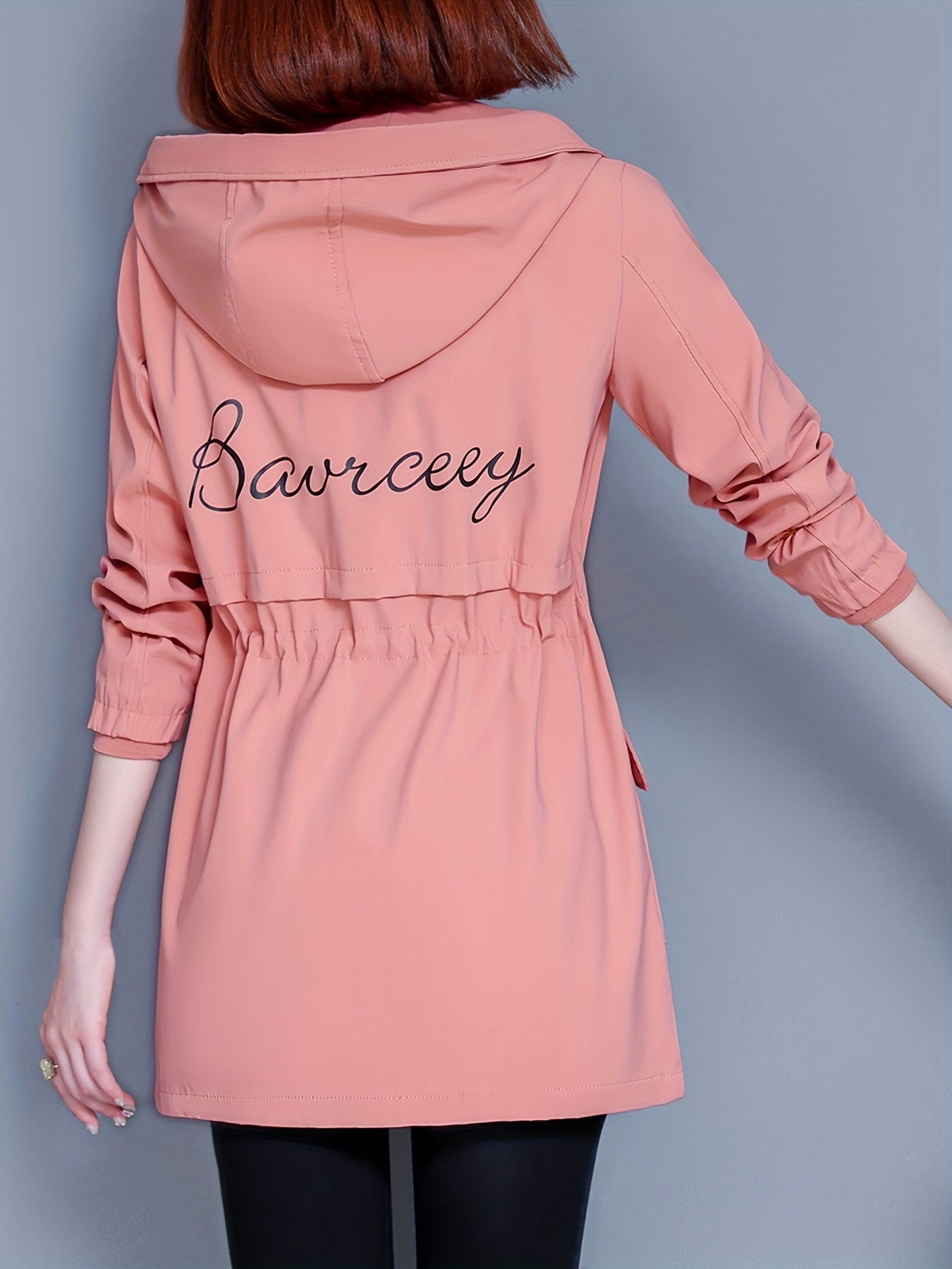 Kesixsty Women's Mid-Length Hooded Windbreaker Jacket with Plush Lining