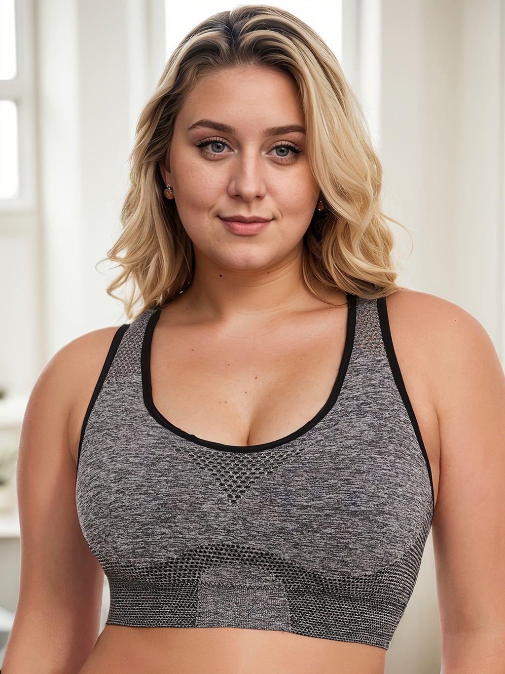 3pcs Breathable Lingerie, Large Size, No Steel Ring, No Trace, Hollow Grid, Thin Sports Yoga Bra, Zero Restriction, Large Size, No Steel Ring, No
