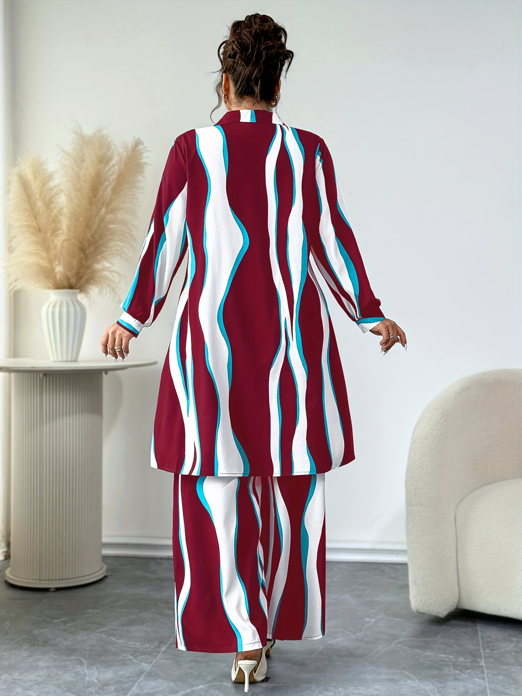 Plus Size, Targeted Fashion Casual Elegant Printed Women's Set