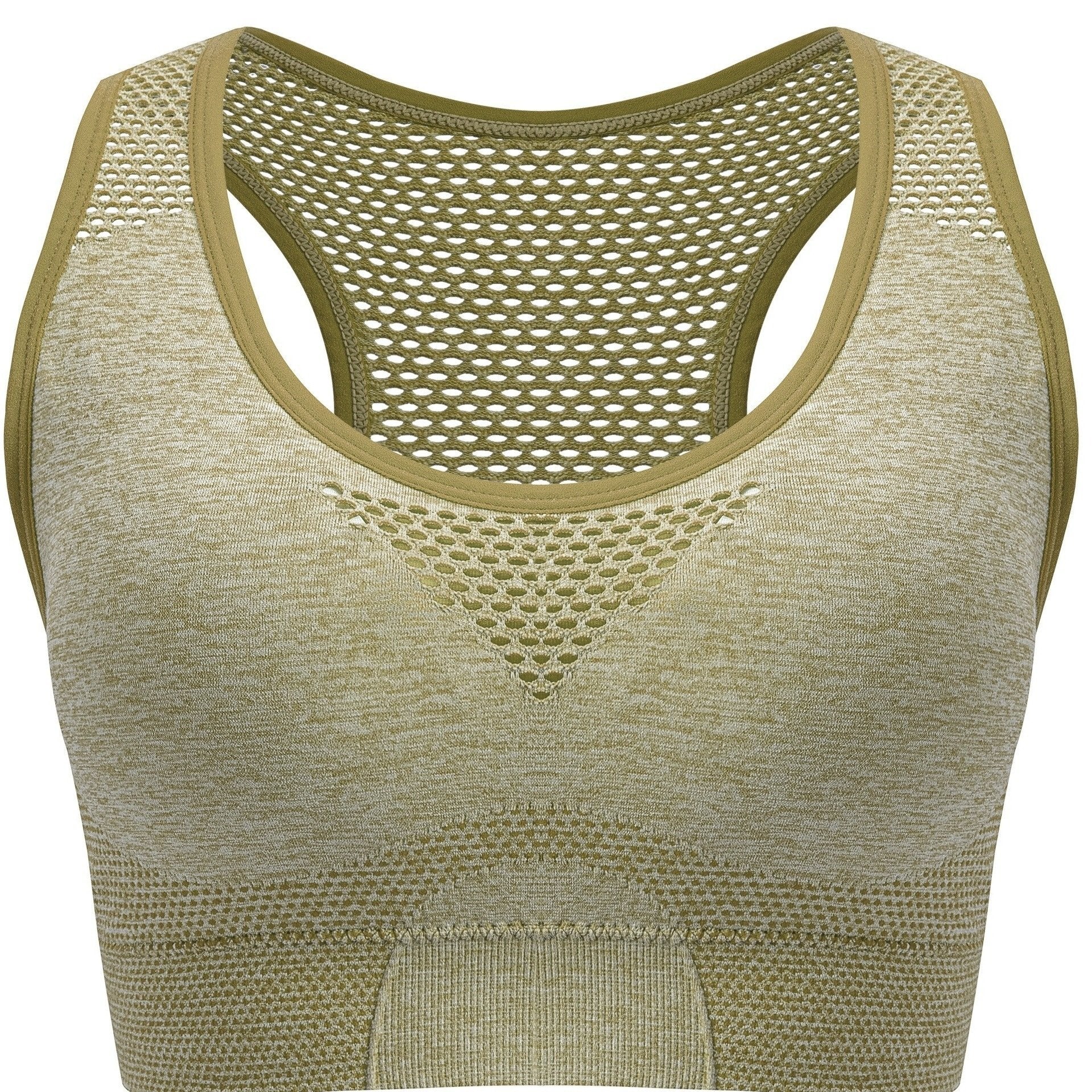 Plus Size Seamless Sports Bra - Breathable Hollow Mesh Thin Yoga Bra Without Steel Ring