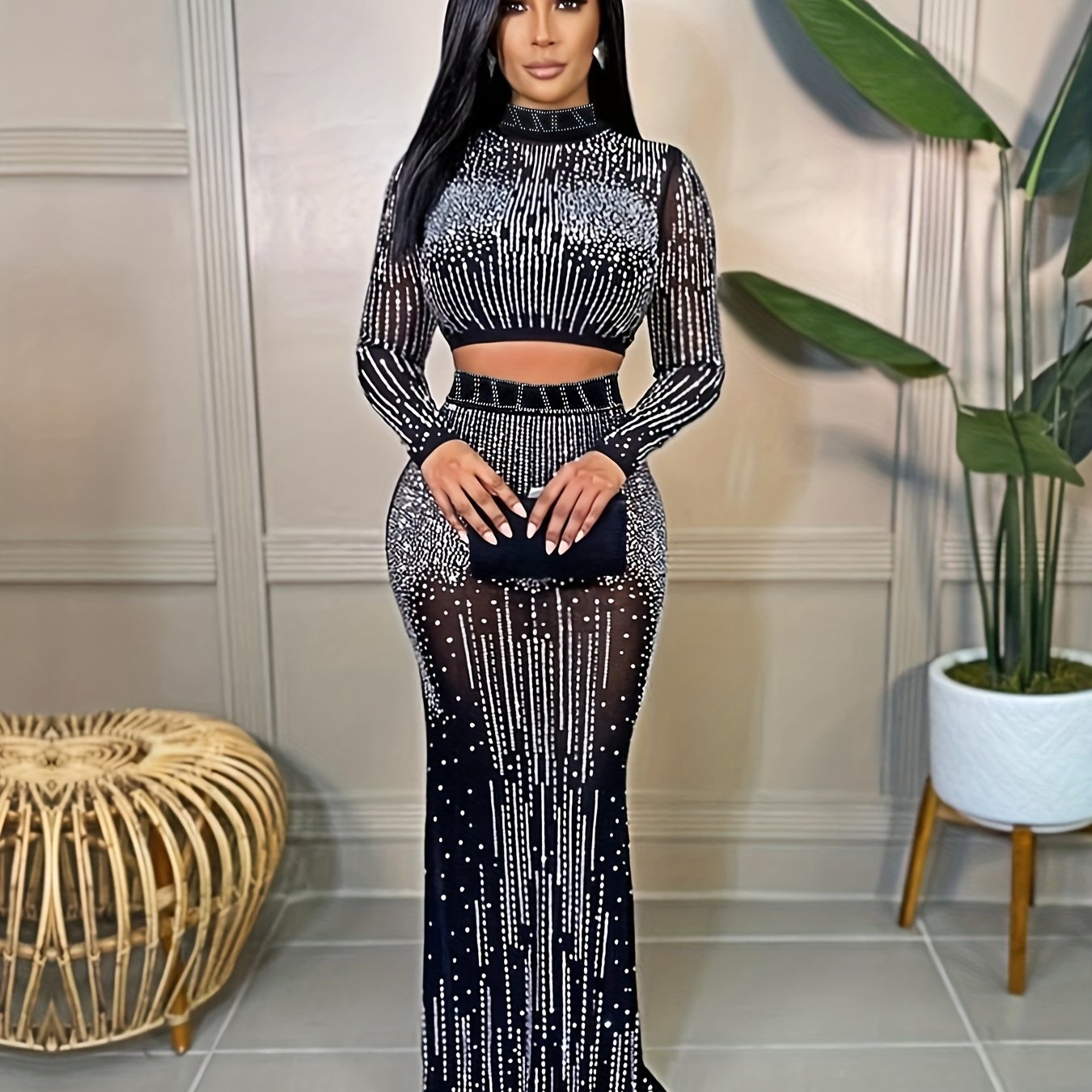 Party Rhinestone Two-piece Set