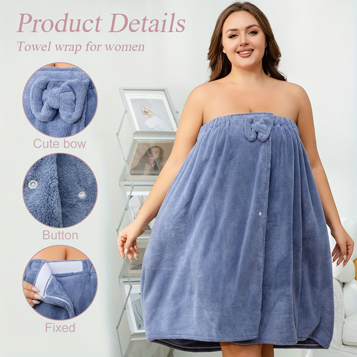 Extra Large & Thick Bathrobe with Adjustable Hook-and-loop Fastener