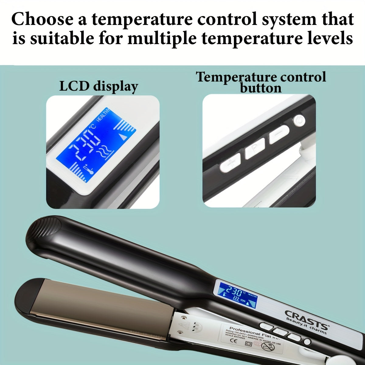 Professional Hair Straightener with Display - Dual-Use for Smooth Styling & Curls