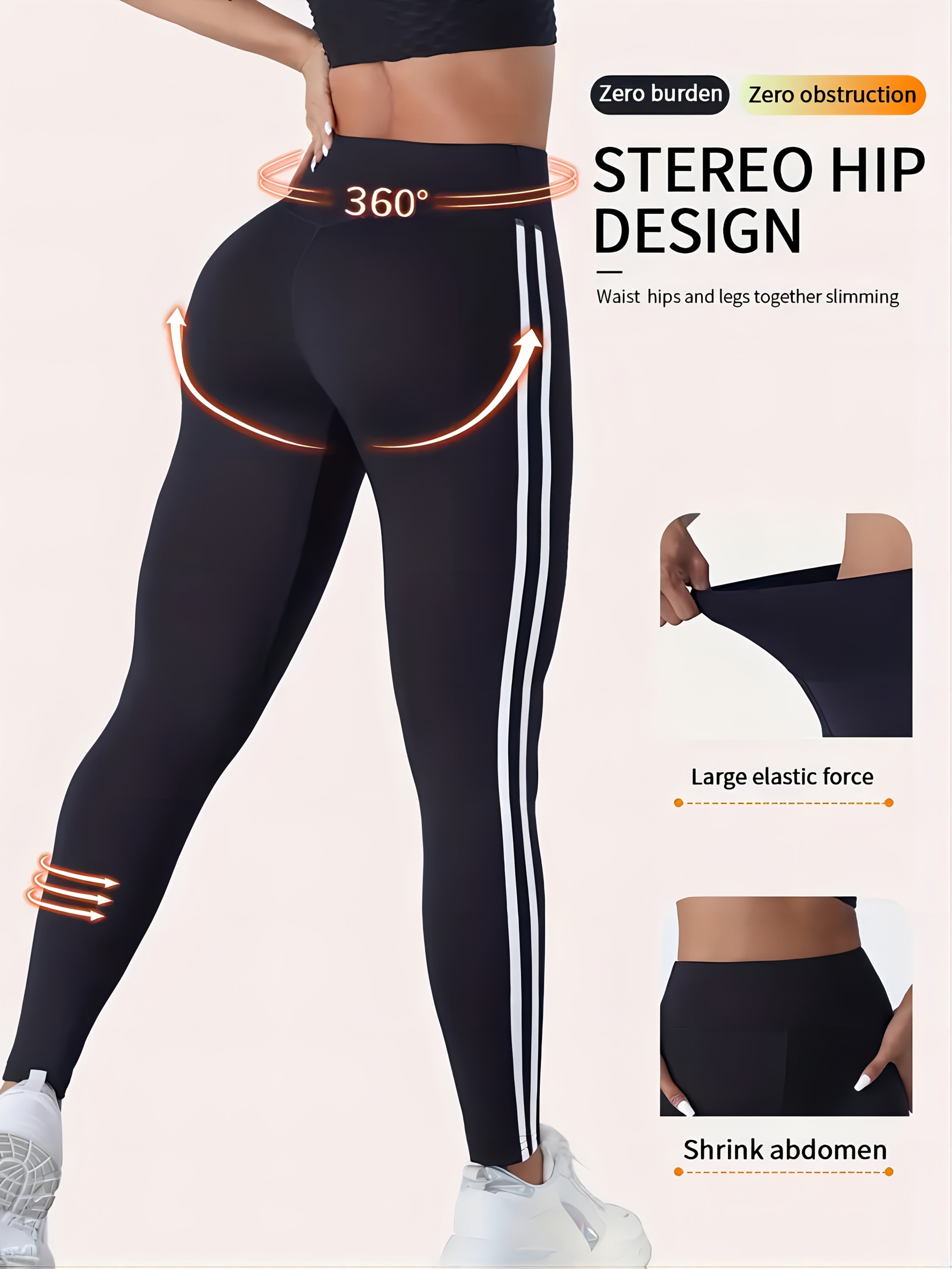 Legging Side Stripe Design, High-Stretch Fabric, Tummy Control & Flattering Fit for Workouts