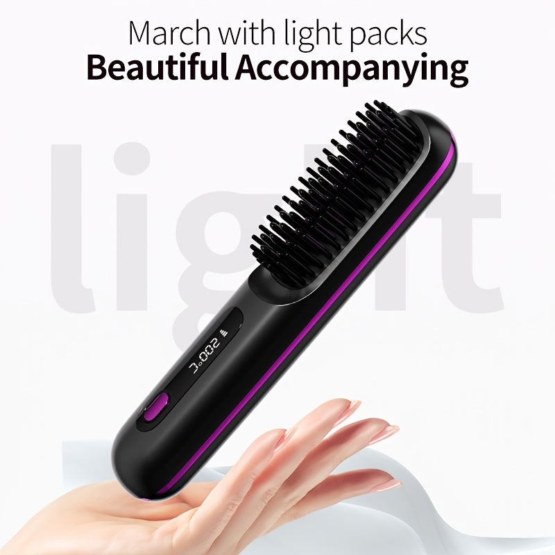 Wireless Straightener Brush, 30W Ceramic, 3 Temperature Settings