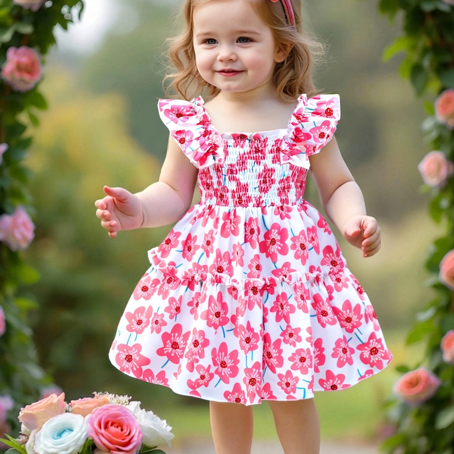 Sleeveless Summer Blossom Dress for Youngsters