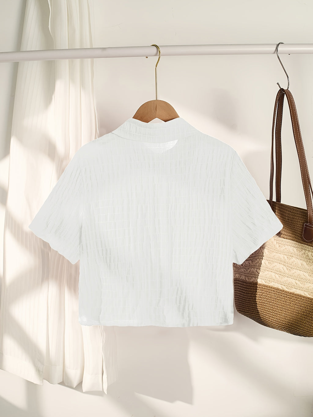 Elegant Red Mini Short-Sleeve Blouse for Women