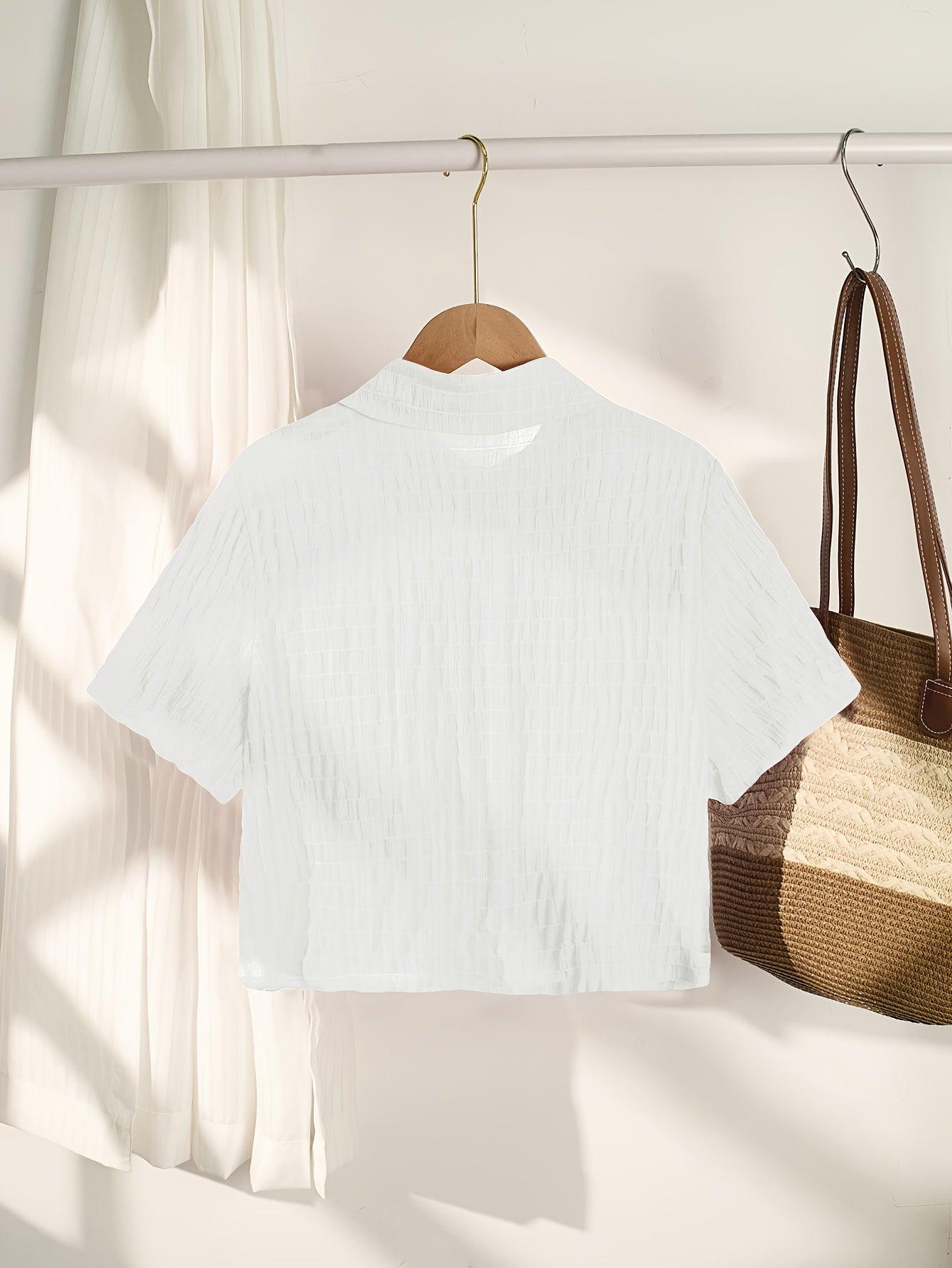 Elegant Red Mini Short-Sleeve Blouse for Women