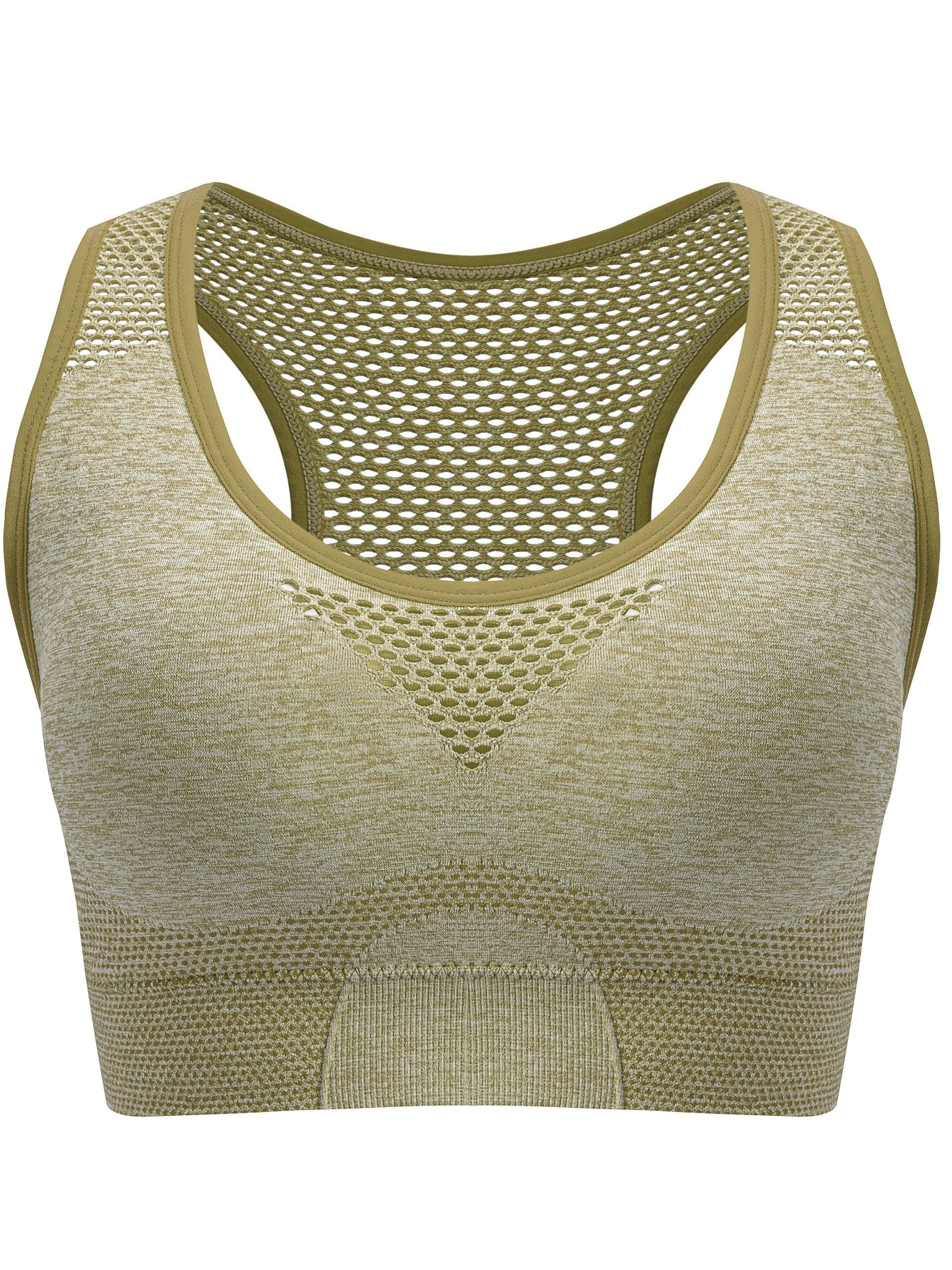 Plus Size Seamless Sports Bra - Breathable Hollow Mesh Thin Yoga Bra Without Steel Ring