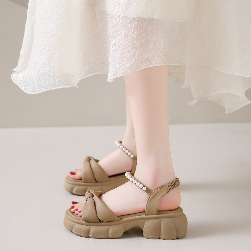 Women'S Retro Chic Summer Platform Sandals - Casual Open-Toe