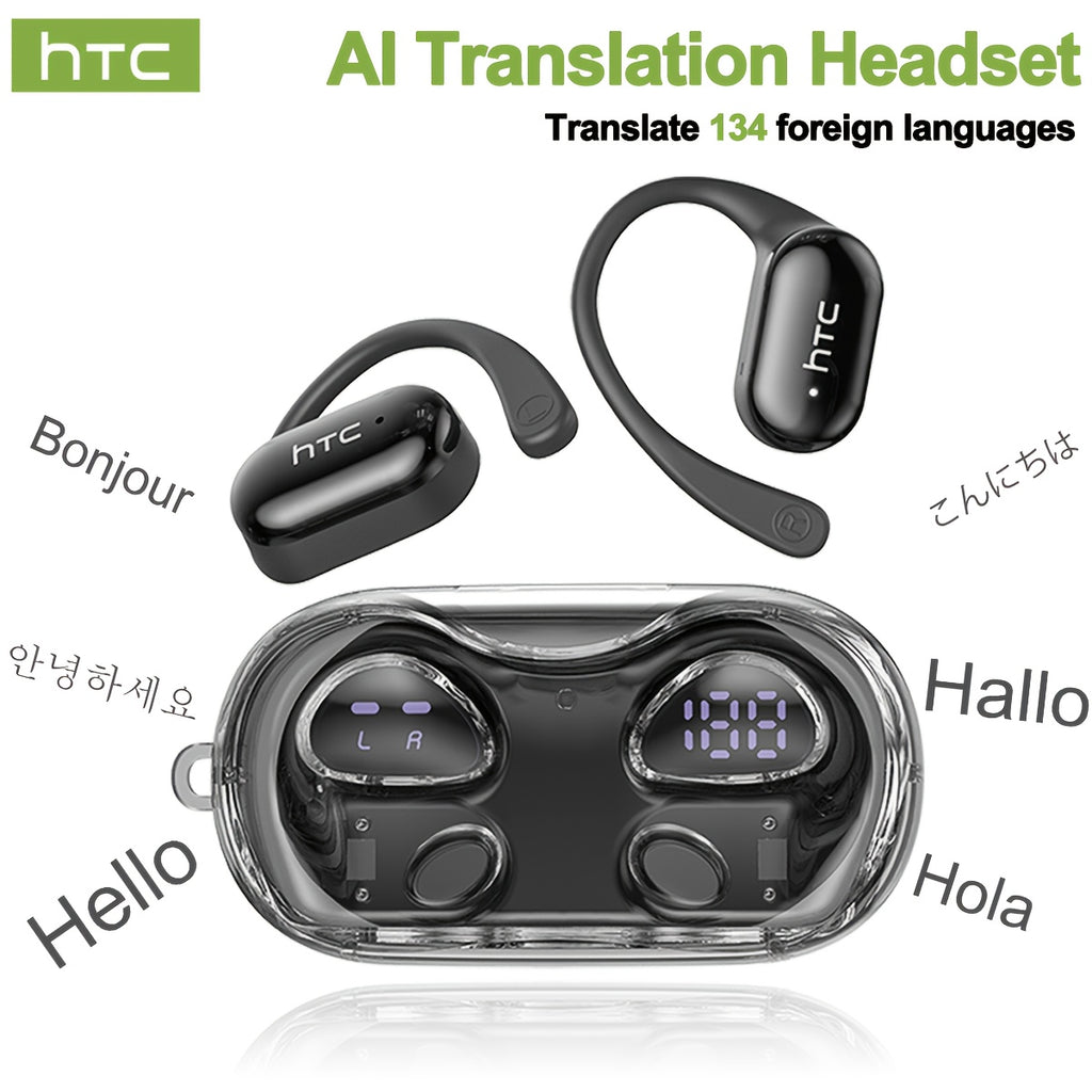 HTC NE37 OWS Wireless AI Translation Earbuds with Multi-Language Support, 6.0 Low Latency HIFI Sound Quality