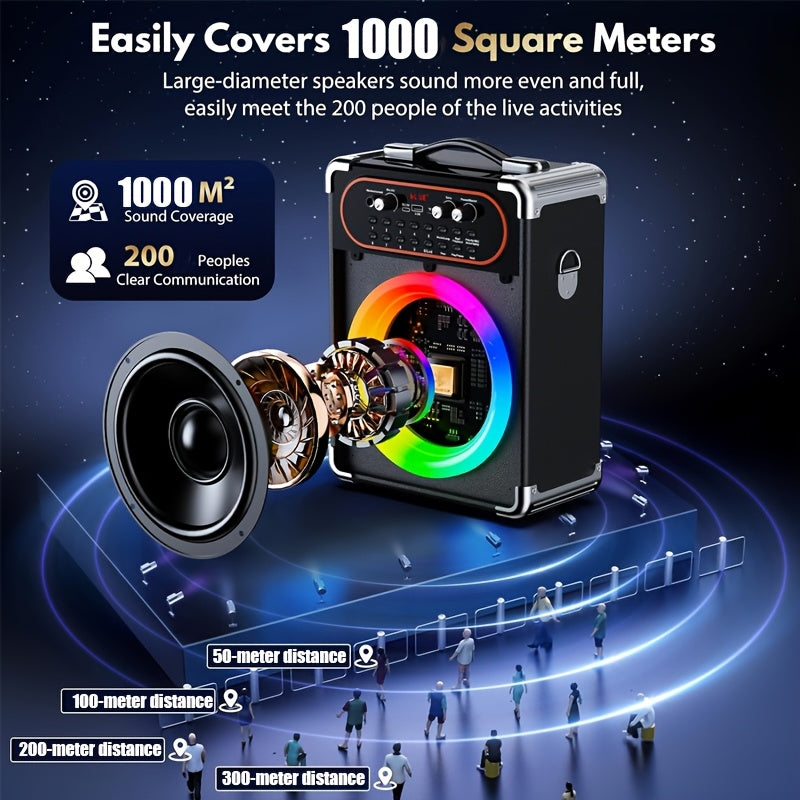Karaoke Machine with 2 Microphones, Portable Wireless 5.3, Suitable for Outdoor Activities and Parties