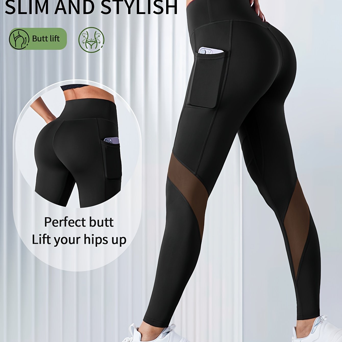 Women's High-Waisted Red Yoga Leggings with Mesh Panel Full Elasticity