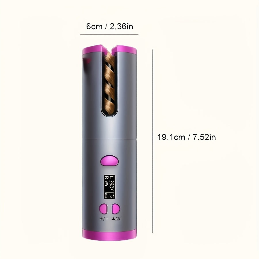 Effortless Cordless Hair Curler - USB Rechargeable, 6 Heating & Timer Settings