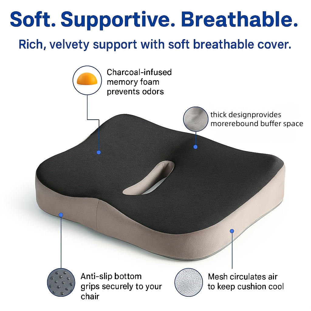 1pc Memory Foam Seat Cushion | Soft Support with Non-Slip Bottom