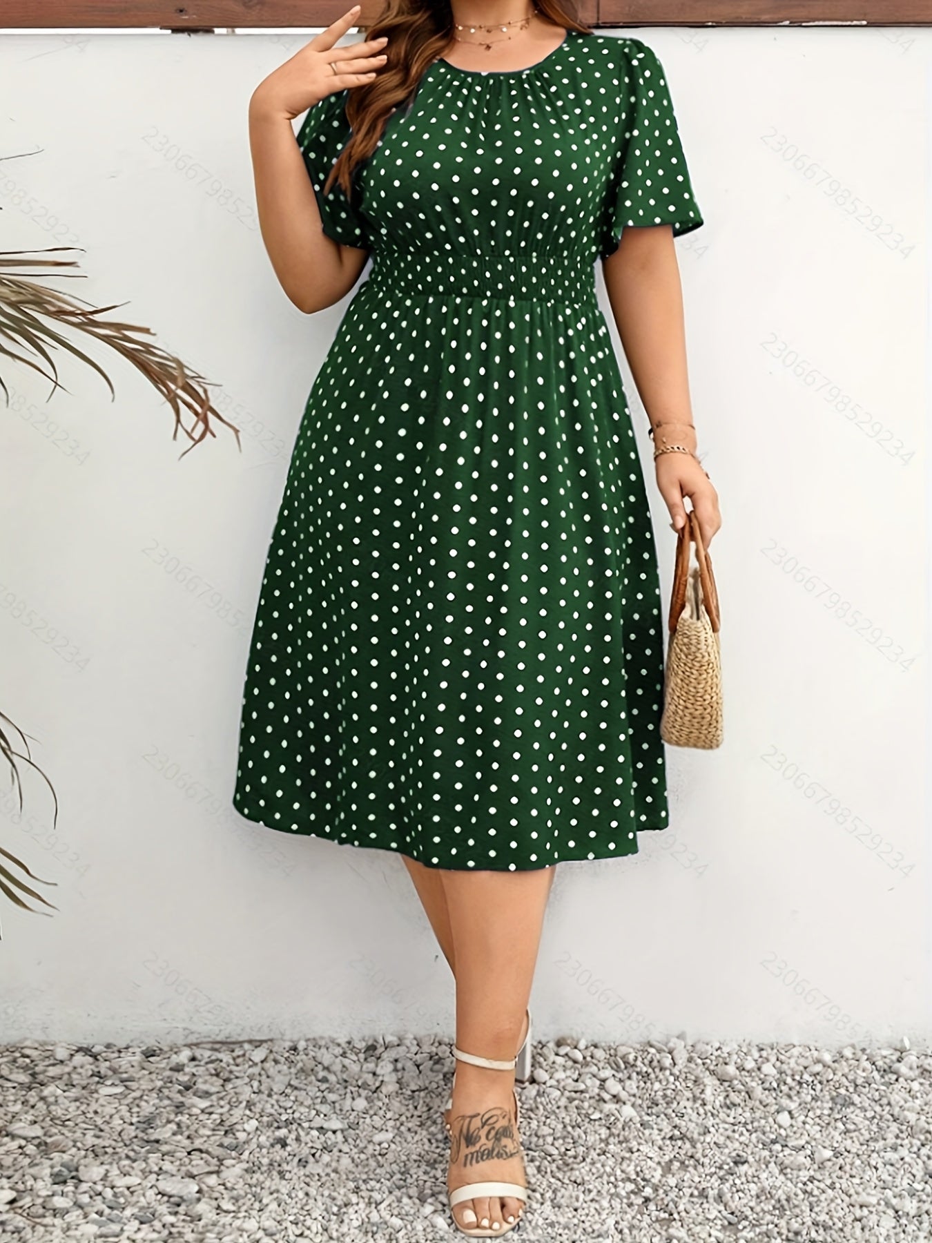 Elegant Women's Plus Size Dot Print Summer Dress