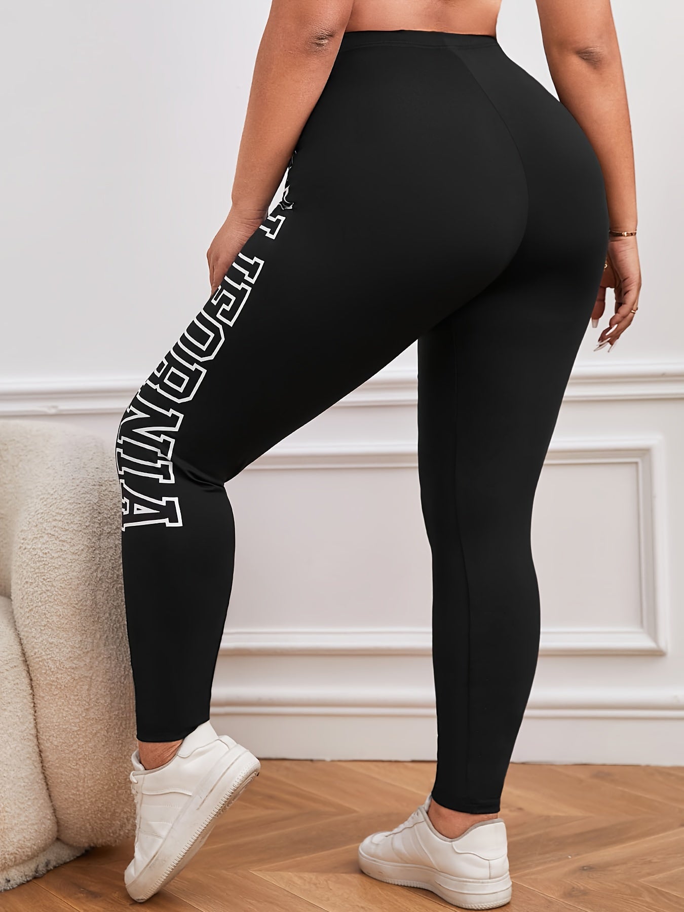 Tight Fit Plus Size Women's California West Coast Letter Print Leggings