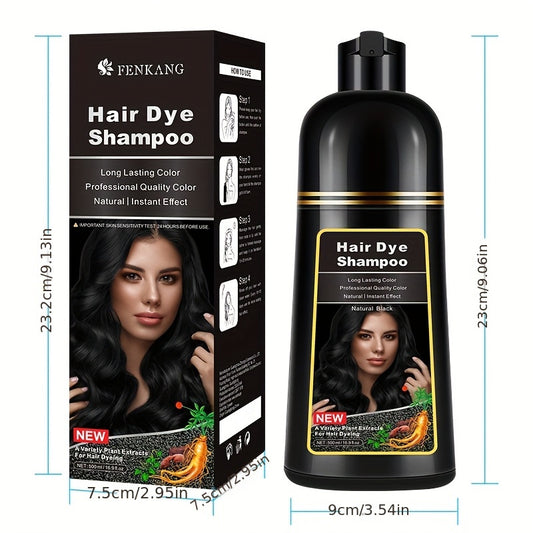 FENKANG Hair Dye Shampoo - Black to Gray Coverage, Easy Wash-Off, Natural Ingredients with Ginger & Plant Extracts, Long-Lasting Color, Neutralizes Hair Loss, Hair Dye for Thinning Hair