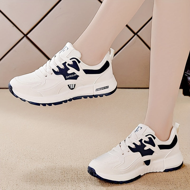 Women's Bold Contrast Color Lace-Up Sneakers