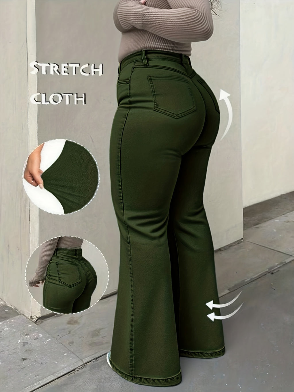 Women's Plus-Size Jeans Slim-Fit Flare Leg Jeans with Medium Stretch Fabric