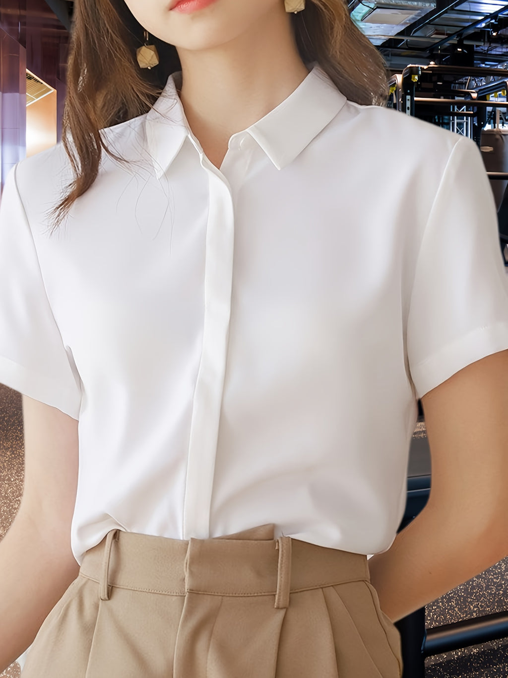 Women's Classic Short Sleeve Shirt, Versatile Design