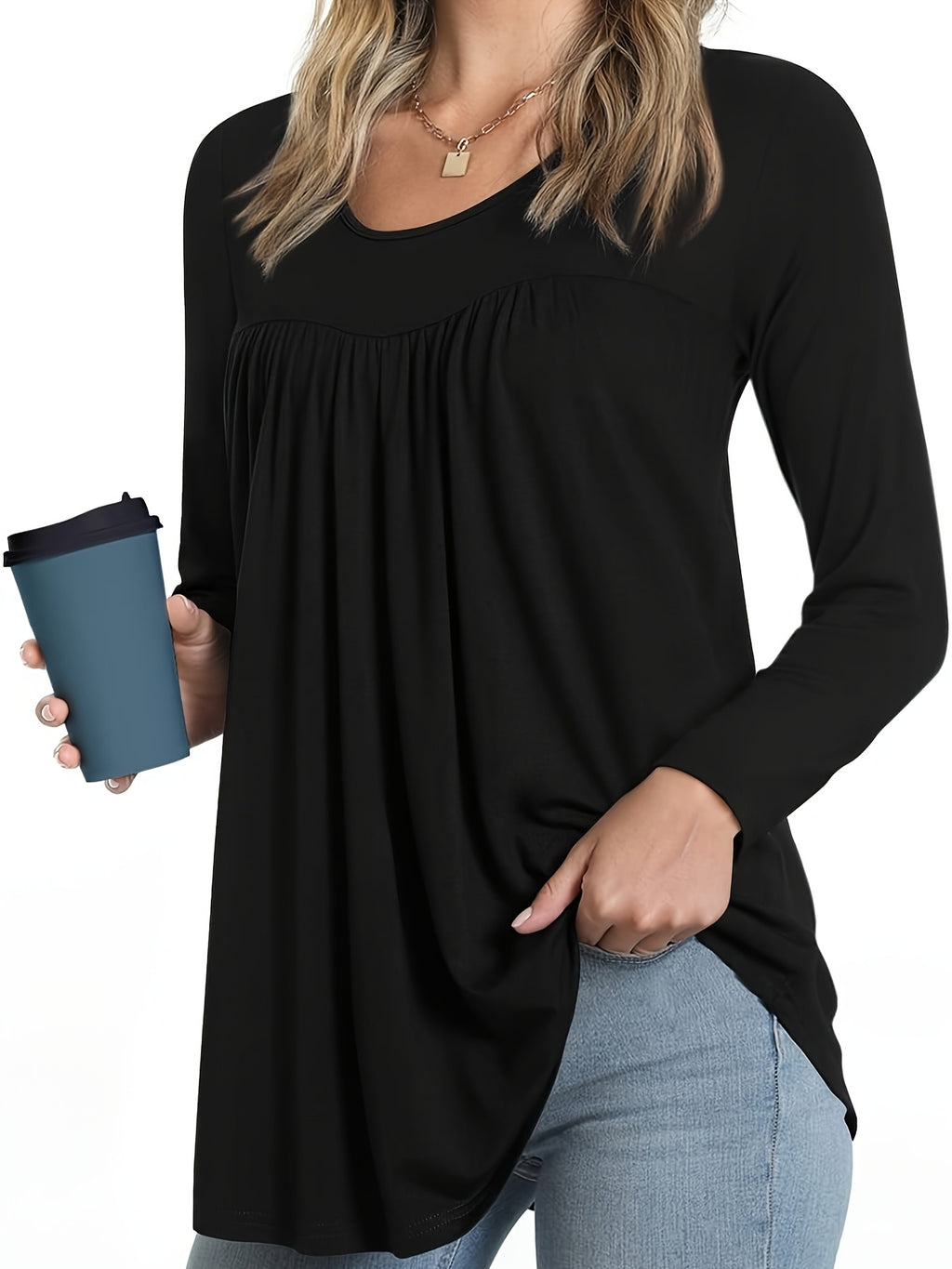 3pcs Round Neck Loose Fit Long Sleeve Stretchy Comfortable T-Shirt