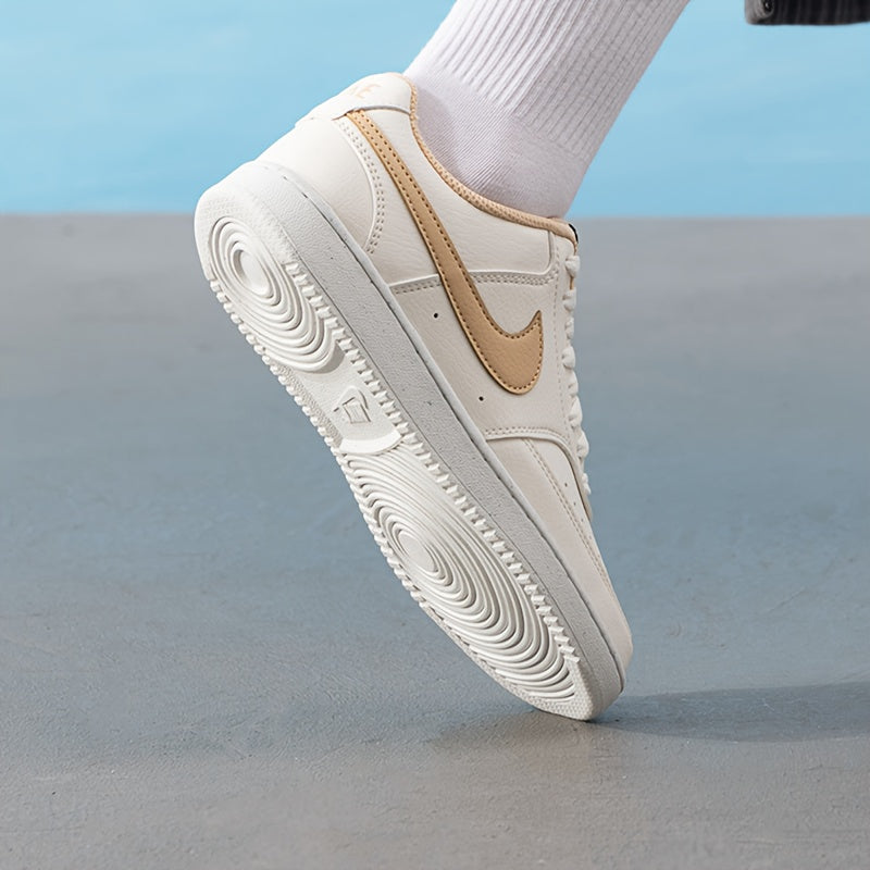 Nike Women's Air Cushion Sneakers - Lightweight All-Season Beige & White Low-Top Skate Shoes with Arch Support