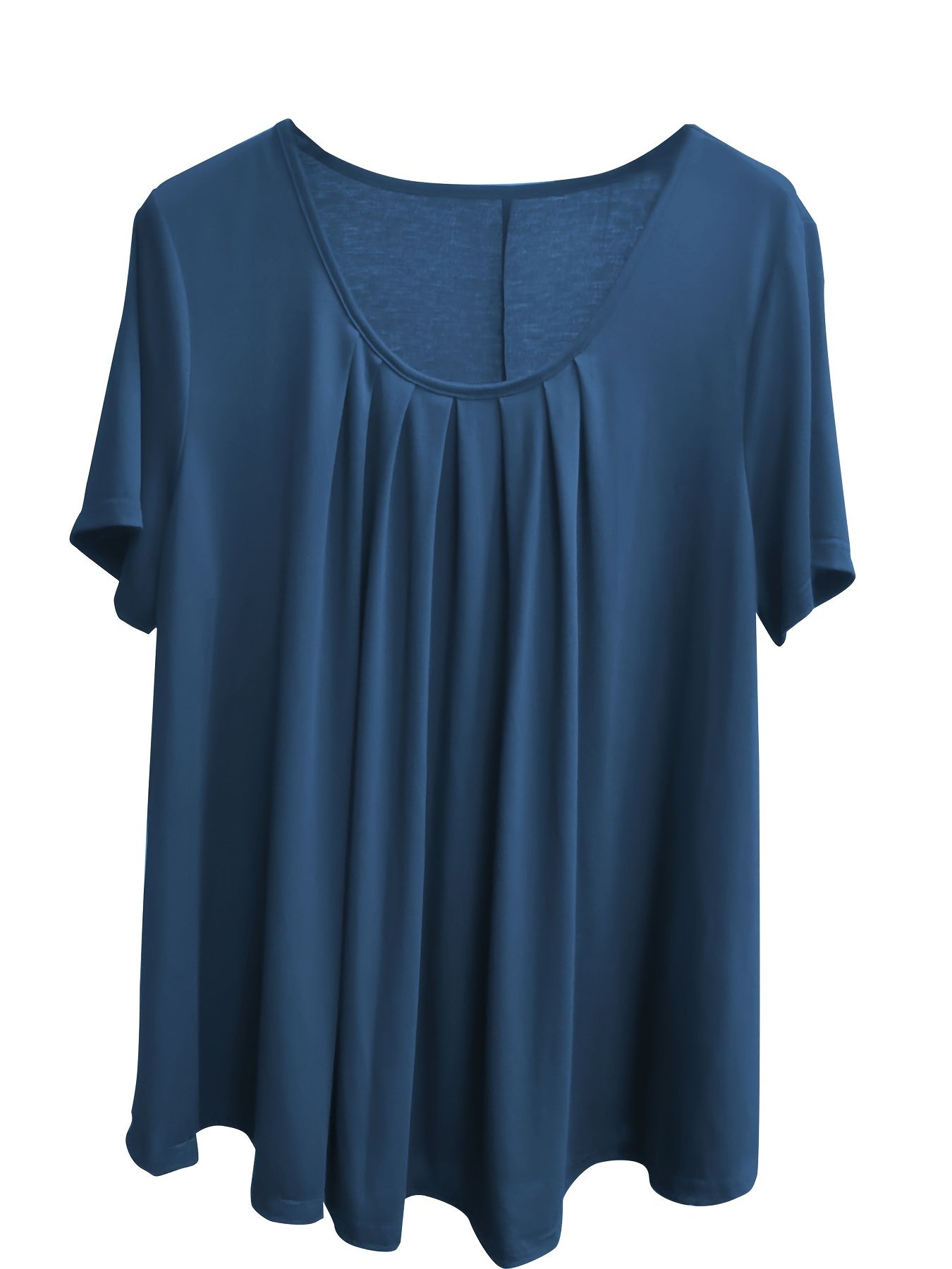 Polyester Elegant Crew Neck Ruched Bust Slight Stretch Knit Fabric Pullovers