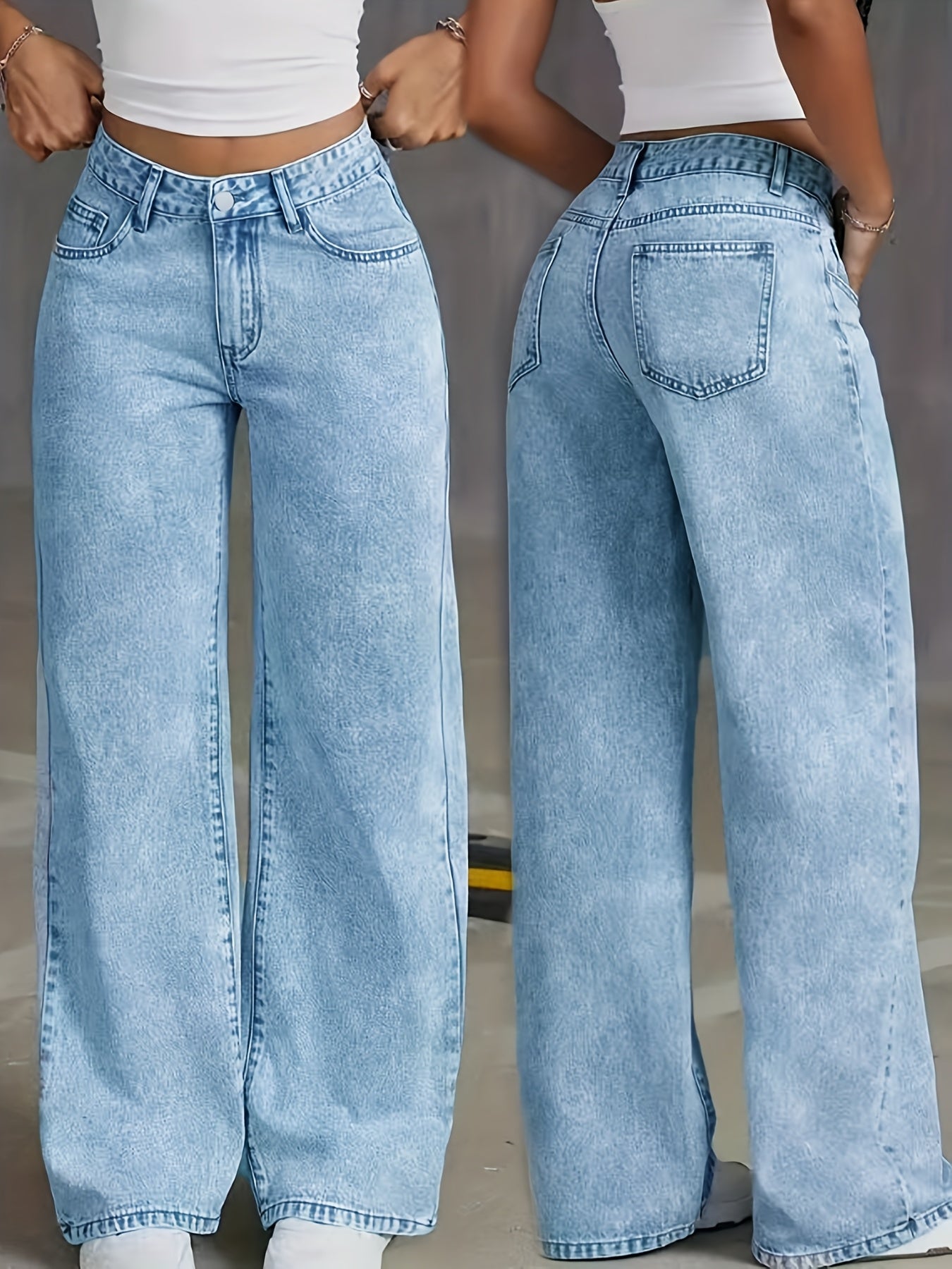 Plus-Size Stretchy Jeans for Women, Featuring a Classic Washed Snowflake Design, Comfortable Fit