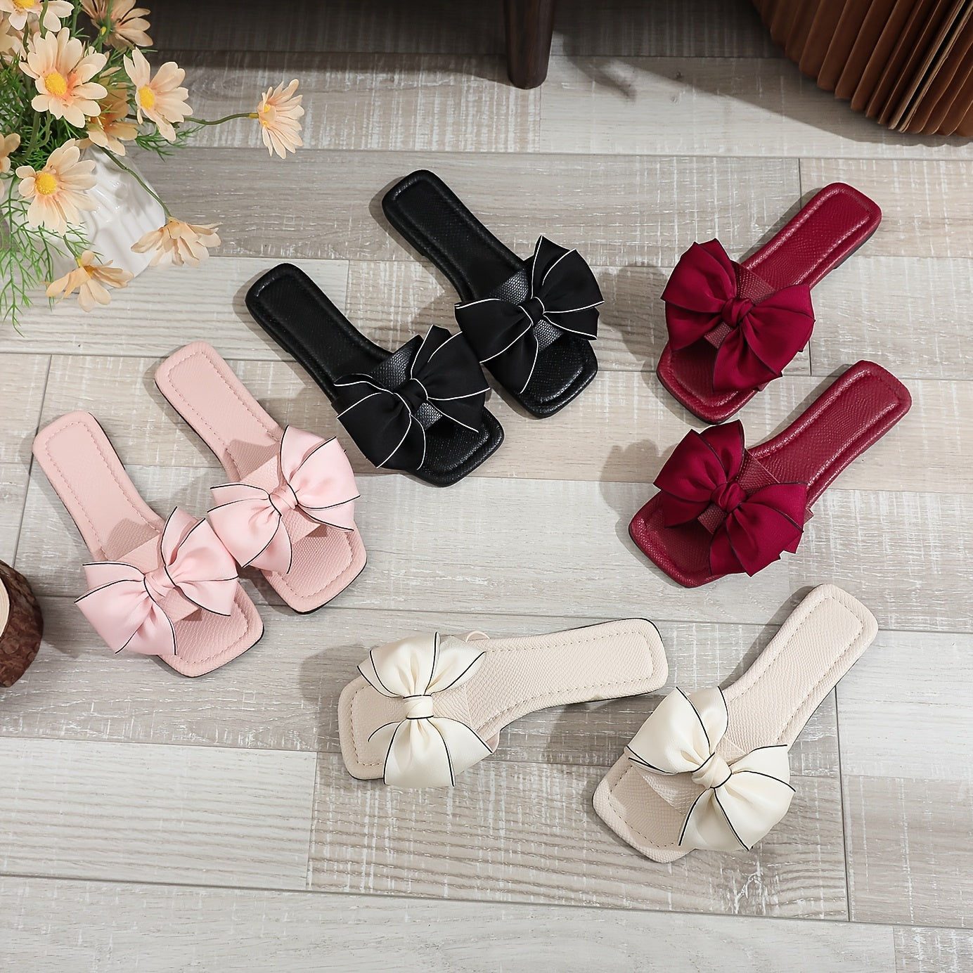 [PU Slide Sandals] Lightweight PU Women's Slide Sandals | Open-Toe Slip-On Summer Beach Shoes, Soft Cushioned Insole & EVA Sole, Casual