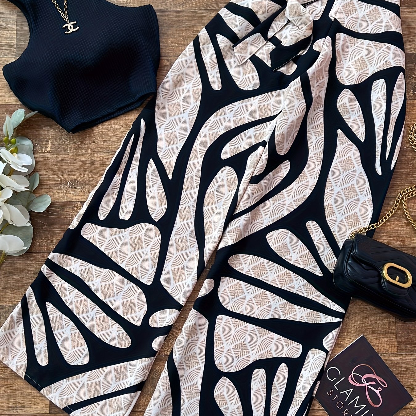 Casual Tight Vest Top + Slim Wide-Leg Flared Pants Two-Piece Set