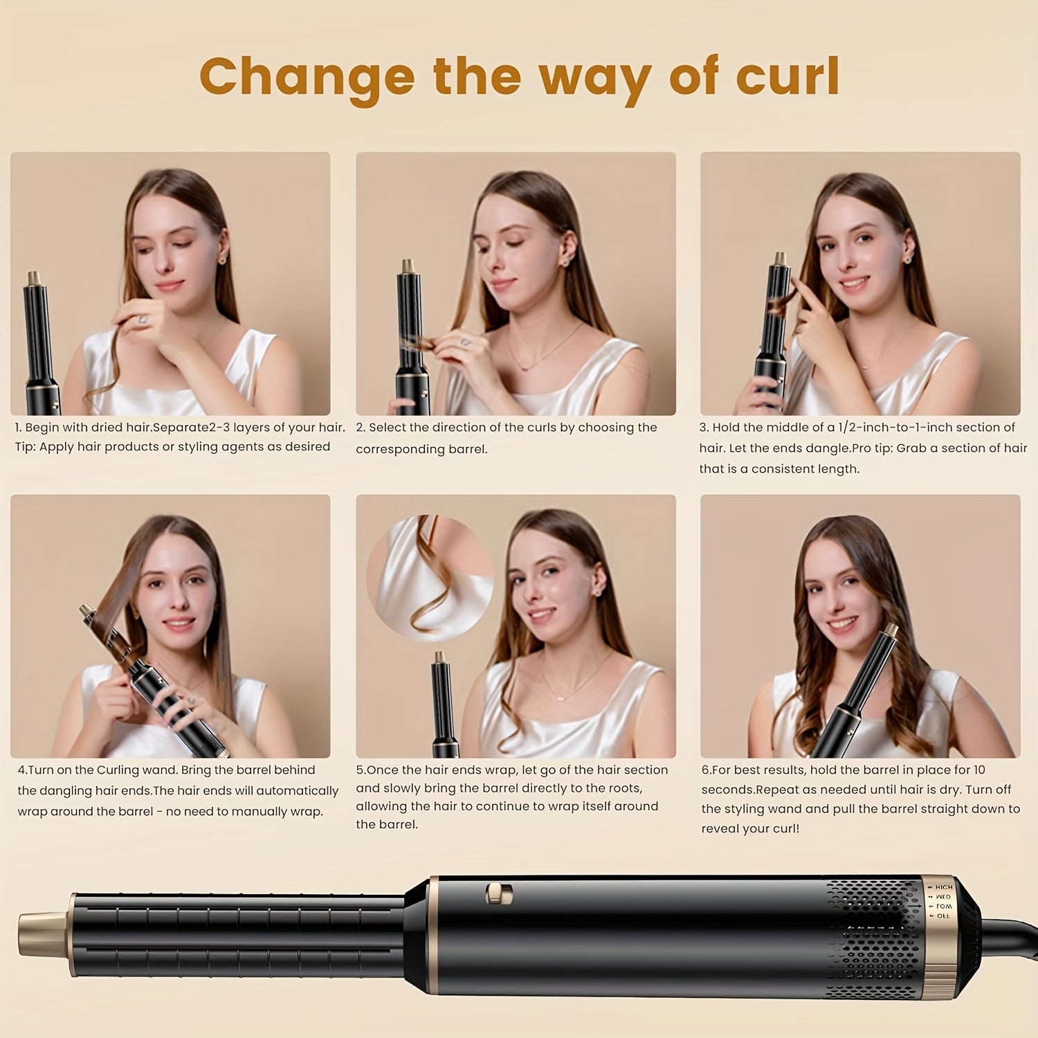 Blow Dryer Brush 12.7cm Hair Dryer Automatic Curling Wand Hair Straightener