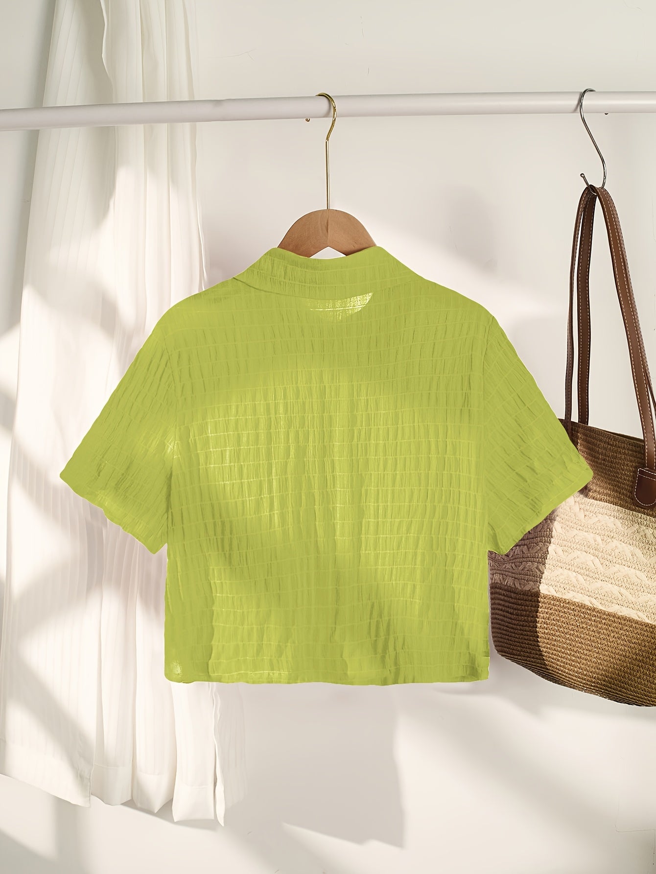 Elegant Red Mini Short-Sleeve Blouse for Women