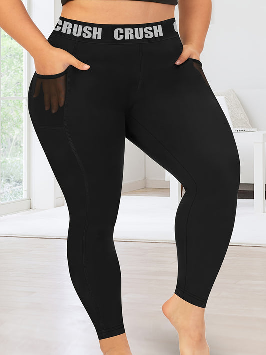 Plus Size Letters And Wide Elastic Bands Leggings