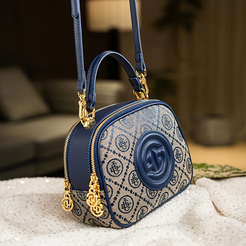 Casual Geometric Pattern Embroidered Canvas Crossbody Bag