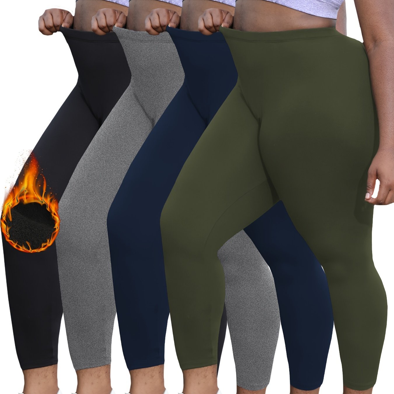 4pcs Plus Size Women's Super Soft High Waist Flare Leggings