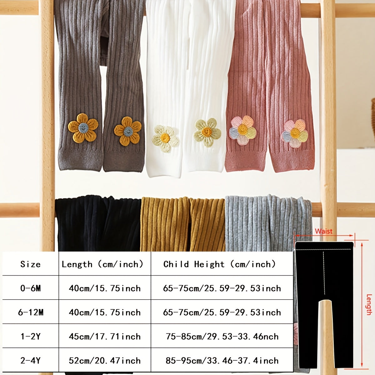 6pcs Girls' Stretchy Floral Leggings