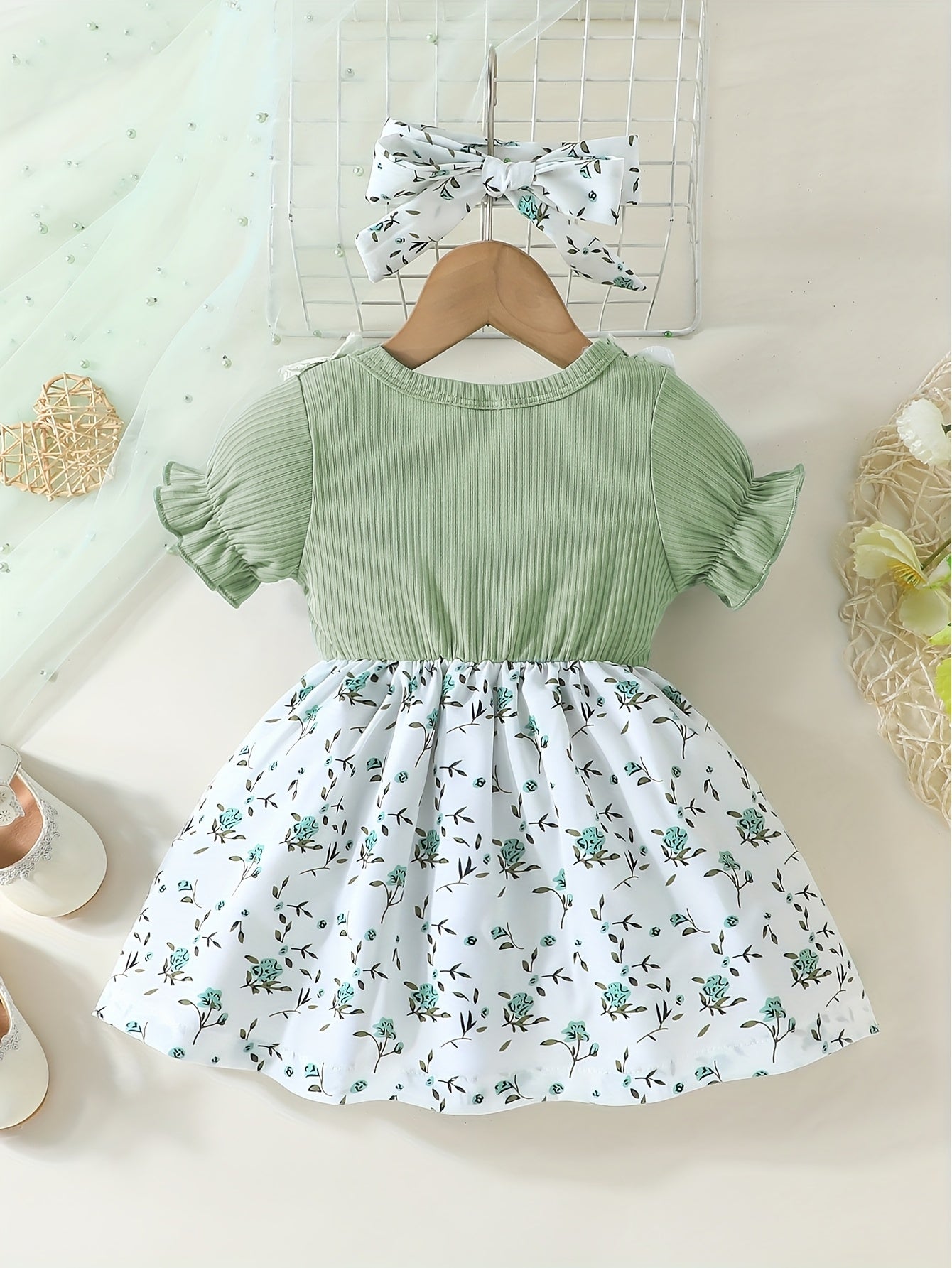 Lightweight Floral Print Summer Dress for Baby Girl