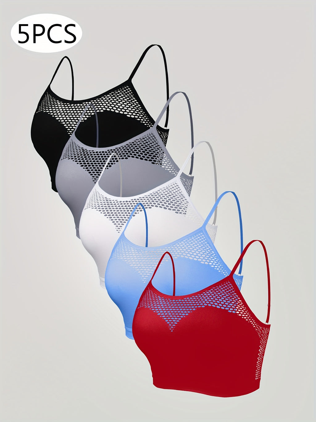 5-Pack Cutout Bras, High Support Knit Fabric