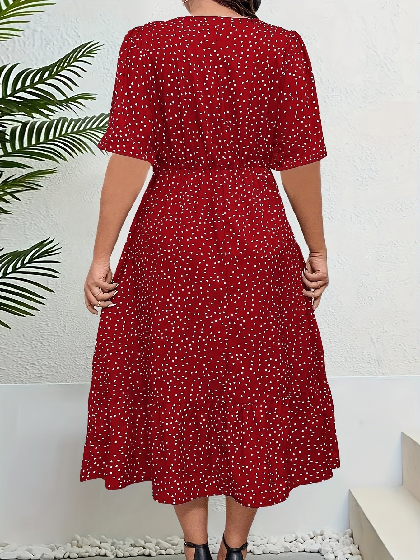 Plus Size Women's V-Neck Loose Fit Dress